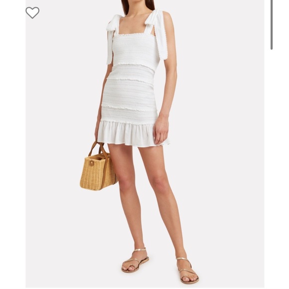LoveShackFancy Dresses & Skirts - LoveShackFancy white Belle smocked Cotton dress size Small